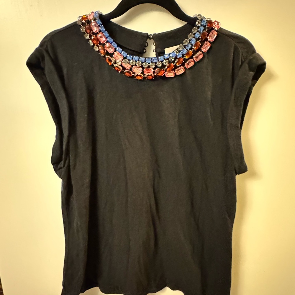 Cinq à Sept Black Top with Jewel Accents